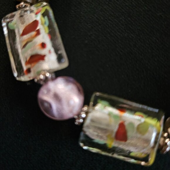 Handcrafted Artisan 7" Furnace Art Glass Bracelet with Silver - Picture 4 of 4